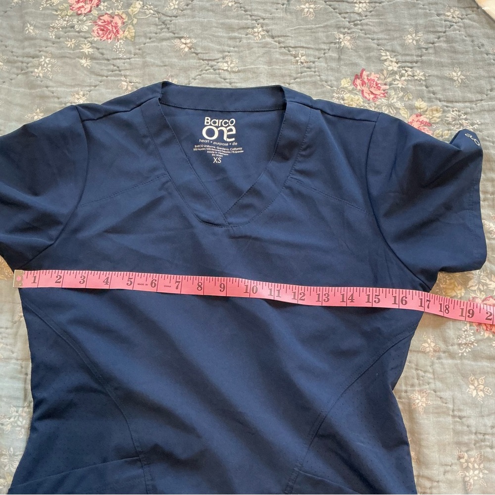 Barco One Womens XS Navy 2 Piece Jogger Scrub Set Drawstring Bottoms - Picture 8 of 12